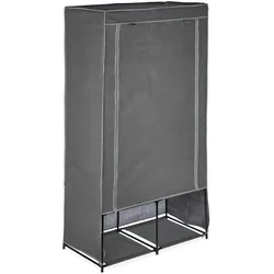Relaxdays Stoffschrank, mit 2 Kleiderstangen & 6 Fächern, HBT 172 x 90 x 45 cm, stabil, Faltschrank mit Bezug, anthrazit