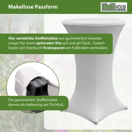Baumarktplus 10x Stehtischhusse Stretch 70 cm weiß Tischdecke Husse Bistrotisch Partytisch