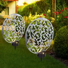 GLOBO Solarleuchte Metall 30x10x41 cm 2x LED warmweiß silber antik