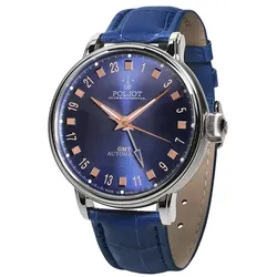 Poljot International 34NH.4200114 Herren-Armbanduhr Automatik Jaros GMT Blau