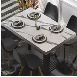 GGM Möbel 2er-Set Bistro Tischplatte | B:T 130 x 80 cm | Weiß Marmor | Gastro Tischplatte