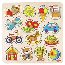 goki Steckpuzzle Schaukelpferd, Ball,..., 14 Teile