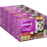 whiskas 1+ Katzenfutter Pure Delight Klassische Auswahl in Gelee, 12x85g (4 Packungen) – Hochwertiges Nassfutter für ausgewachsene Katzen in 48 Portionsbeuteln