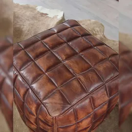 FineBuy Sitzwürfel Leder Ottomane Sitzhocker Hocker braun Polsterhocker