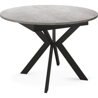 Runder ausziehbarer Esstisch mit schwarzen Metallbeinen - Aufbewahrung der Erweiterungsplatte im Inneren - Industrieller Rund Tisch für Wohnzimmer...