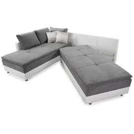 luma-home Ecksofa-Dauerschläfer, Weiß, Textil, 4-Sitzer, Füllung: Kaltschaum, Ottomane rechts, Eckteil,L-Form, 306x223 cm, Wohnzimmer, Sofas & Couches, Wohnlandschaften, Ecksofas