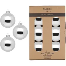 INGE-GLAS Weihnachtsbaumkugeln-Inge Glas-Shiny Silver- 10cm- 6 Stück