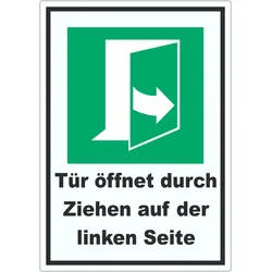 Tür öffnet durch Ziehen auf der linken Seite Aufkleber A0 (841x1189mm)