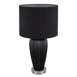 Tischleuchte Beistelllampe Nachttischlampe Textil Schwarz Kristalle H 59 cm