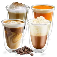 Foydream 300ml Doppelwandige Latte Macchiato Gläser 4er Set, Borosilikatglas Kaffeetassen Glas, Kaffeeglas Teegläser Perfekt für Cappuccino,Latte,Tee,EIS,Eistee,Iced Americano,Milch,Saft,Bier