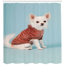 ABAKUHAUS Duschvorhang Chihuahua 175 x 180 cm blau