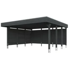 SKANHOLZ Doppelcarport Friesland 5,46 x 5,55 m schiefergrau inkl. Seiten- und Rückwand Set C