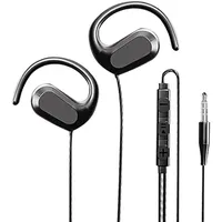 fesoklaf Offene Ohrhörer, kabelgebunden, mit Ohrbügel, Laufkopfhörer mit Mikrofon und Lautstärkeregler, 3,5 mm/Typ-C-Anschluss, kabelgebunden, Stereo-Headset für Sport, Radfahren, Joggen,