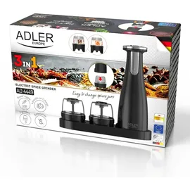 Adler AD 4449 Elektrische Salz- & Pfeffermühle Set 3 Mahlwerke USB matt Schwarz