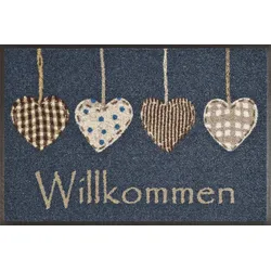 Wash & Dry Fußmatte Cottage Hearts 40 x 60 cm Polyamid Blau