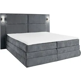 Collection AB Boxspringbett COLLECTION AB "Copenhagen", grau (anthrazit), B:231cm L:215cm, Holzwerkstoff, Spanplatte, Komplettbetten, Boxspringbett, inklusive Bettkasten, Topper, wahlweise mit LED-Beleuchtung
