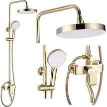 REA Bloom Duschgarnitur Weiß/Gold 144 cm