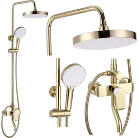 REA Bloom Duschgarnitur Weiß/Gold 144 cm