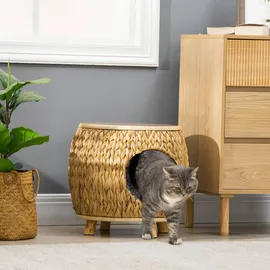 PawHut Katzen-Zubehör natur Edelstahl B/H/L: ca. 43x44x42 cm - Grau, Hellbraun, Natur