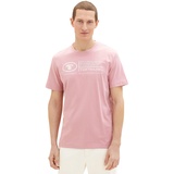 TOM TAILOR Herren T-Shirt mit Print aus Baumwolle, Velvet Rose, M