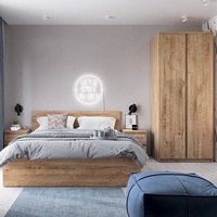 Schlafzimmermöbel Set Eiche Bett Doppelbett Kleiderschrank Nachtisch modern