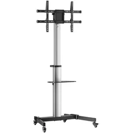 AISENS FT86TRE-197 Soporte de Suelo Con Rueda Bandeja DVD para Monitor/TV Hasta 50Kg 37"-86"