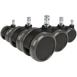 HJH Office 5x Hartbodenrollen ROLO 11mm 65mm Büro-Stuhl-Rollen für Hartböden (5er Pack) hjh OFFICE
