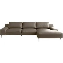 Designwerk Ecksofa DESIGNWERK "Forma L-Form, zeitloses Designsofa mit aktuellem Fuß", braun (mud), B:344cm T:162cm, Leder;Struktur 98% Polyester, 2% Acryl, Sofas, Ecksofa, in hochwertiger Verarbeitung & tollem Sitzkomfort