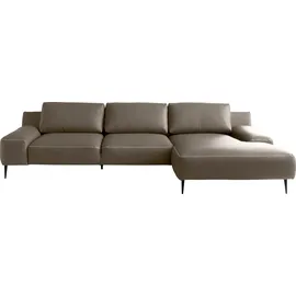 Designwerk Ecksofa DESIGNWERK "Forma L-Form, zeitloses Designsofa mit aktuellem Fuß", braun (mud), B:344cm T:162cm, Leder;Struktur 98% Polyester, 2% Acryl, Sofas, Ecksofa, in hochwertiger Verarbeitung & tollem Sitzkomfort