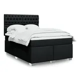 vidaXL Boxspringbett mit Matratze Schwarz 140x200 cm Stoff