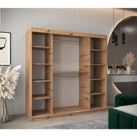 abiks möbel Schwebetürenschrank MONACO 200 x 200 x 62 cm Eiche Artisan