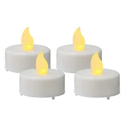 LED Teelichter flackernde Flamme inkl. Batterien flammenlos weiß D: 4cm 4er Set