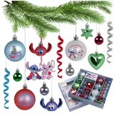 sarcia.eu Disney Stitch Angel Set Christbaumkugeln, UNZERBRECHLICHE Christbaumkugeln, Kunststoffdekorationen, Set 25 Stück(E)