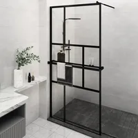 VidaXL Duschwand mit Ablage für Walk-In-Dusche Schwarz 115x195 cm