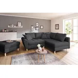Home Affaire Ecksofa Rice, mit Hocker", und Zier-/Rückenkissen, grau
