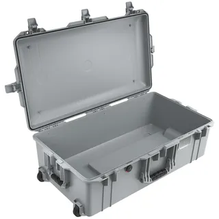PELI 1615 Air Leichter Wasserdichter Koffer mit Rollen für Kamera Equipment, Wasser- und Staubdicht, 71L Volumen, Ohne Schaumstoffeinlage, Farbe: Silber