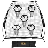 Vevor Fußballtrainer Wurfnetz Übungsnetz (2265 x 1060 x 2100 mm) mit 5 Zieltaschen & tragbarer Aufbewahrungstasche & Gurten, Wurfelziel-Training für die Passgenauigkeit des Quarterbacks, Schwarz