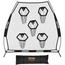Vevor Fußballtrainer Wurfnetz Übungsnetz (2265 x 1060 x 2100 mm) mit 5 Zieltaschen & tragbarer Aufbewahrungstasche & Gurten, Wurfelziel-Training für die Passgenauigkeit des Quarterbacks, Schwarz