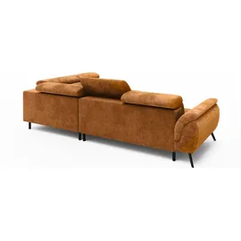 Livora Ecksofa Ottomane rechts Chenille 284x208x79 rostfarben VALENTINA