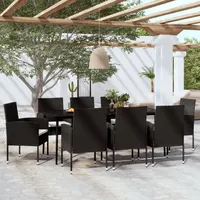 VidaXL 9-tlg. Garten-Essgruppe Schwarz