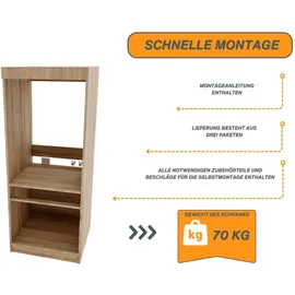 craftpak Waschmaschinenschrank 63 x 162 x 67 cm Beige/Braun