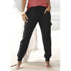 Schlupfhose, aus gewebter Viskose mit Taschen, Stoffhose, Cargohose, Gr. 40 - N-Gr, schwarz, , 635174-40 N-Gr