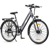 Qekud 26M208 E-Bike für Damen und Herren, 26 Zoll Elektrofahrrad, mit 36V 12.5Ah Li-Ion Akku, 250W Motor, Reichweite bis zu 100KM im Hybrid Modus, Grau