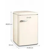 DMDK DKC1 Retro-Tischkühlschrank mit Gefrierfach, 88 cm, cremefarben - Weiß