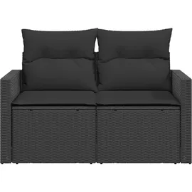 vidaXL Gartensofa 2-Sitzer Loungesofa schwarz