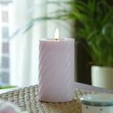 MARELIDA LED Kerze Twist Echtwachs gedreht flackernd Timer flieder