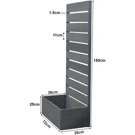 [en.casa] Pflanzkasten mit Sichtschutz Heerde 150 x 72 x 38 cm Grau