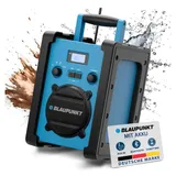 Blaupunkt Baustellenradio Li-Ionen Akku, Schutz nach IP45, 10 Watt RMS, Bluetooth - Blau