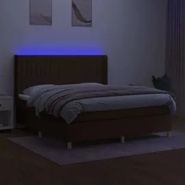 vidaXL Boxspringbett mit Matratze & LED Dunkelbraun 180x200 cm Stoff