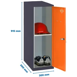 simonlocker montadas Metallschrank mini 50 x 30 x 91 cm Schwarz/Orange